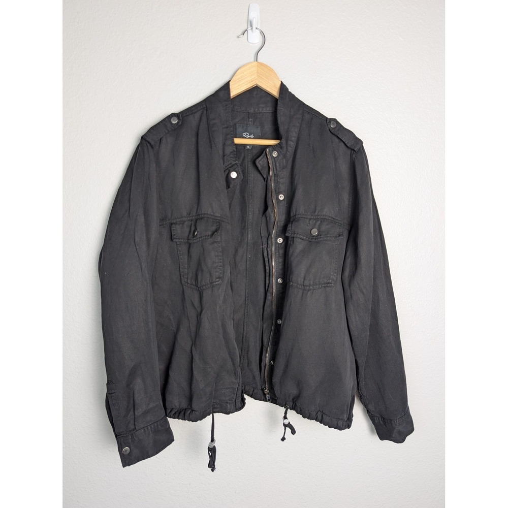 Rails Jacket Womens XL Black Military Collared Full Zip Pockets Unlined‎ Short
